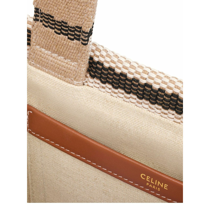 CELINE 小號 Cabas 領帶條紋紡織品 Triumph 199162FV2-3