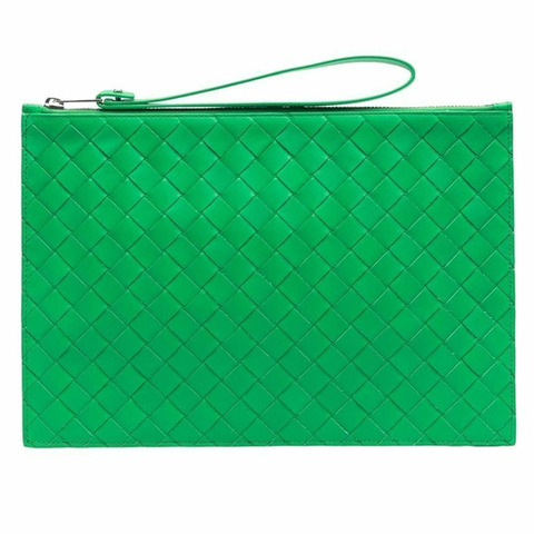 BOTTEGA VENETA Intrecciato 皮革手拿包霓虹綠印章：684509 VCPQ3