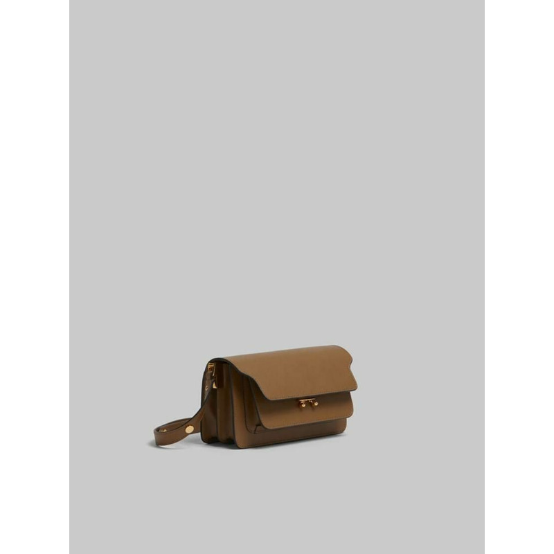 MARNI Saffiano 皮革旅行箱東西向包棕色-1