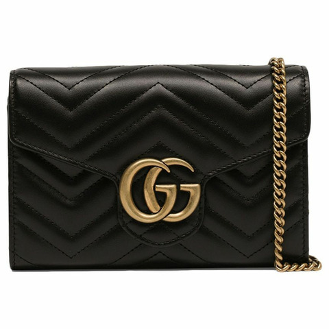 GUCCI GG Marmont Matelassé 迷你肩斜背包 黑色 474575 DTD1T