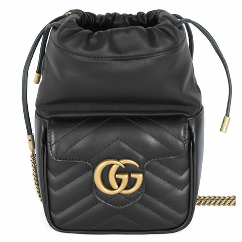 GUCCI GG Marmont 迷你鏈條包 黑色 746433 AAB7C