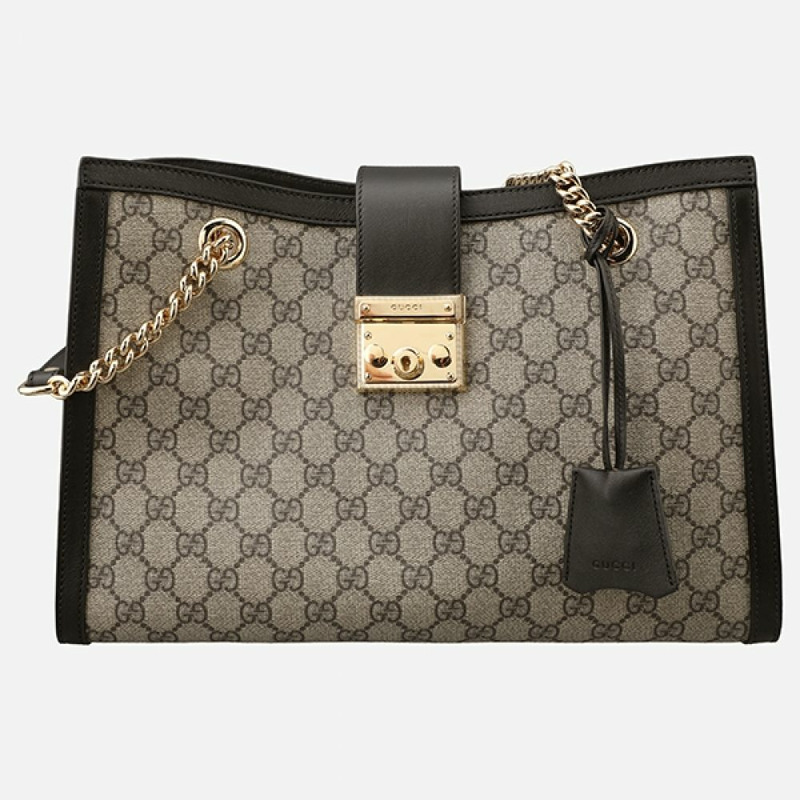 GUCCI Supreme Padlock 中型單肩包 黑色 479197 KHNKG-0
