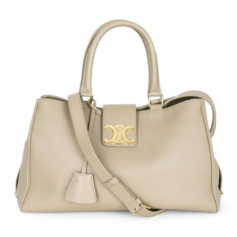 CELINE Apolin Suppl 小牛皮中型托特包（棕褐色）114963FK6 18BS