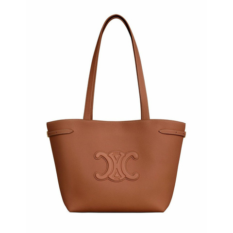 CELINE 中號 Cabas Anais Quir Triomphe 粒面小牛皮棕褐色 116853ENY