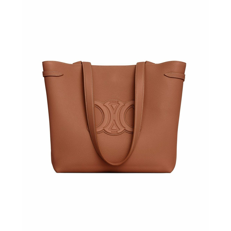 CELINE 中號 Cabas Anais Quir Triomphe 粒面小牛皮棕褐色 116853ENY-1