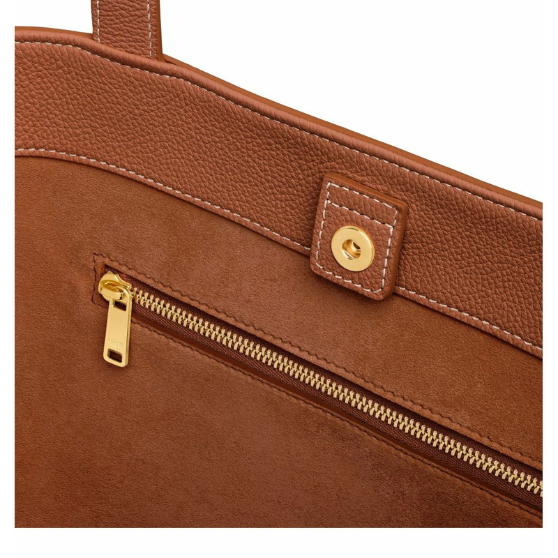 CELINE 中號 Cabas Anais Quir Triomphe 粒面小牛皮棕褐色 116853ENY-4