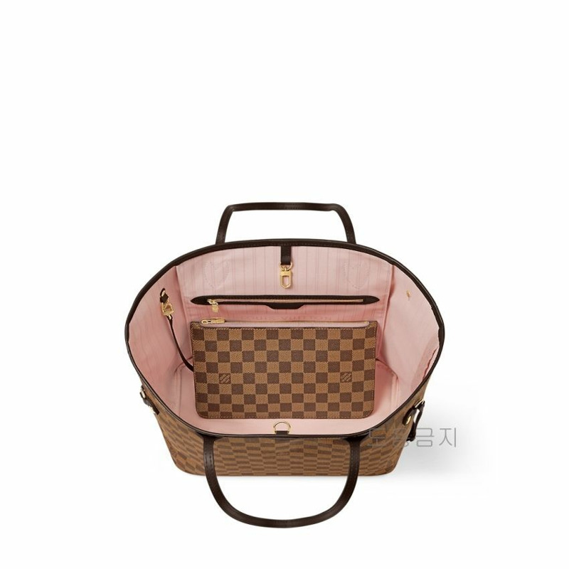 LOUIS VUITTON Damier Ebene Neverfull MM 托特系列紅 N40599-7