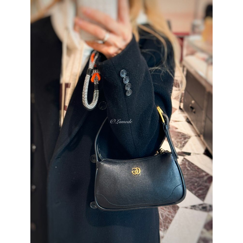 GUCCI Aphrodite 雙 G 迷你肩包 黑色 739076 825930-1