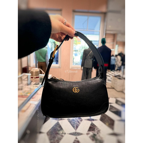 GUCCI Aphrodite 雙 G 迷你肩包 黑色 739076 825930