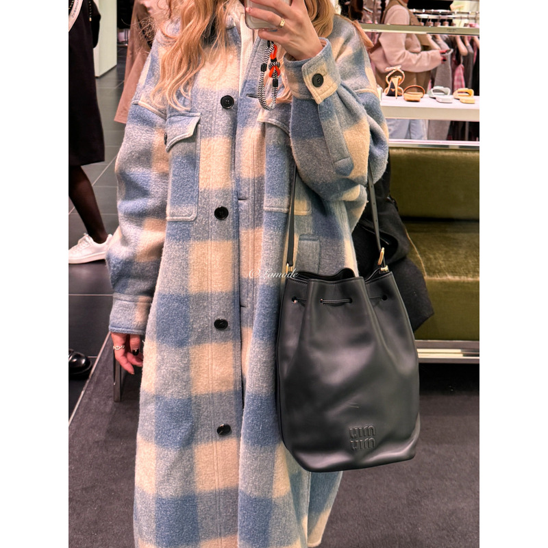 MIU MIU 黑色皮革水桶包 5BE089 2CRM F0002-1