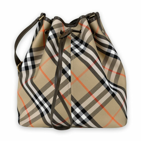 BURBERRY 女士復古格紋抽繩水桶包（米色）8093869