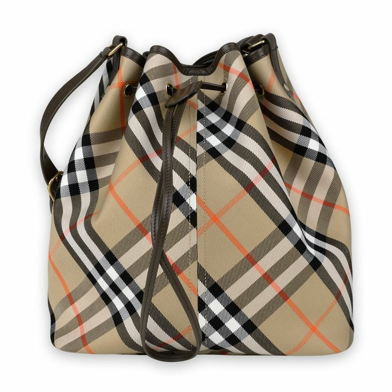 BURBERRY 女士復古格紋抽繩水桶包(米色)8093869-0