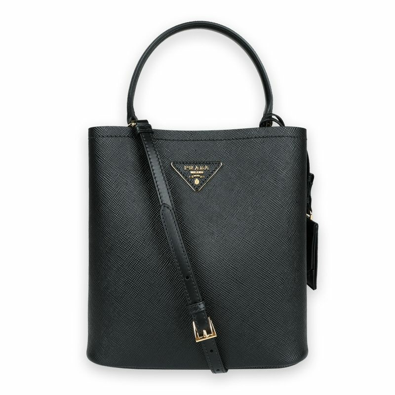 PRADA 女士三角標誌 Saffiano 中型手提包(黑色)1BA212 VOOO 2ERX F0002-0