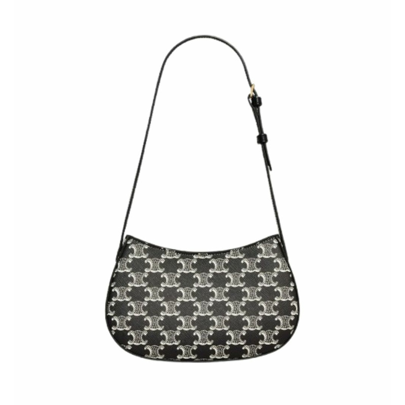 CELINE 雙色 Triomphe 帆布中號 Tilly 包 黑色 115702FQN-2