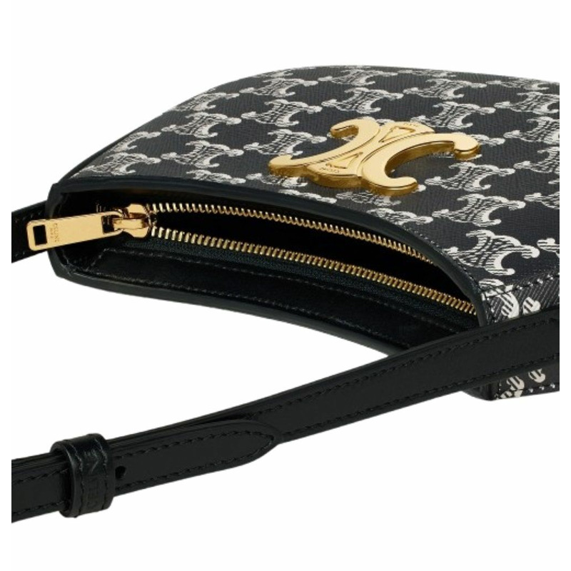 CELINE 雙色 Triomphe 帆布中號 Tilly 包 黑色 115702FQN-3