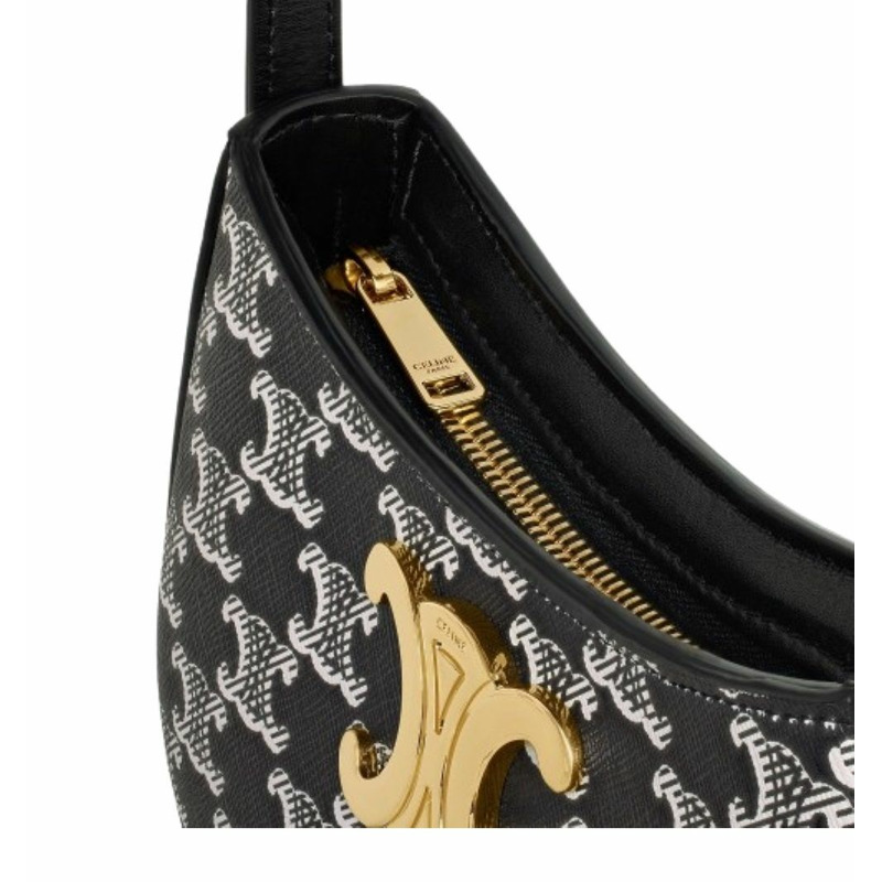 CELINE 雙色 Triomphe 帆布中號 Tilly 包 黑色 115702FQN-4