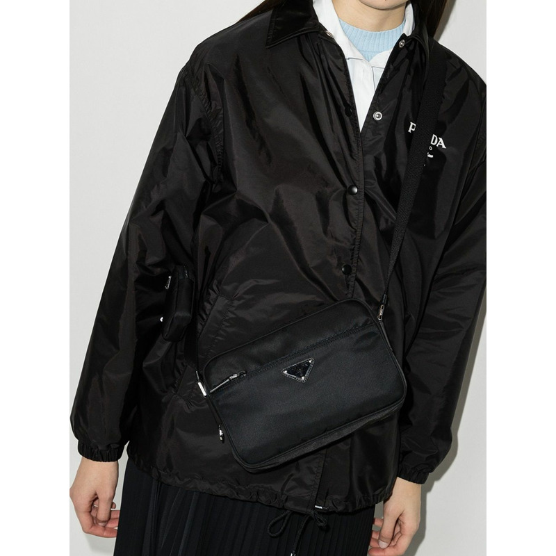 PRADA 25SS 尼龍長方形單肩包 黑色 1BC167 RV44-1