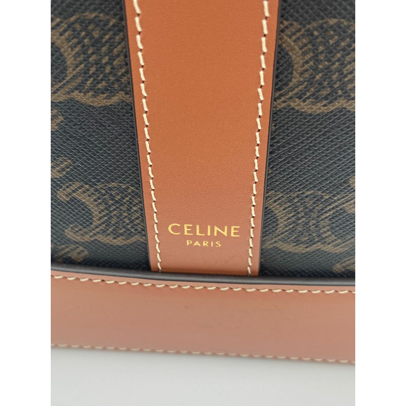 CELINE Triomphe帆布小水桶包 棕褐色-1