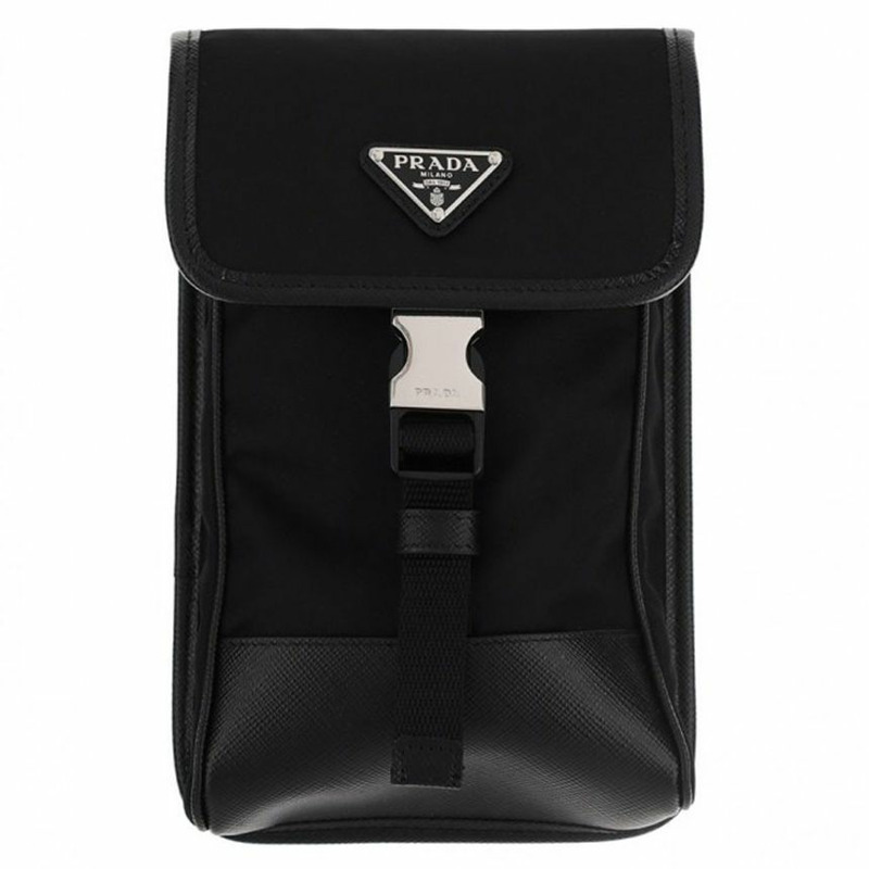 PRADA 扣環迷你斜背包 黑色 2ZH109 2DMH-0