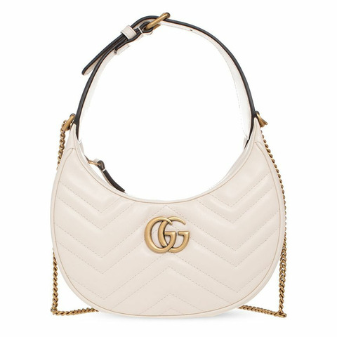 GUCCI 24SS GG Marmont Matelassé 半月形托特斜背包 米白色 699514 DTDHT