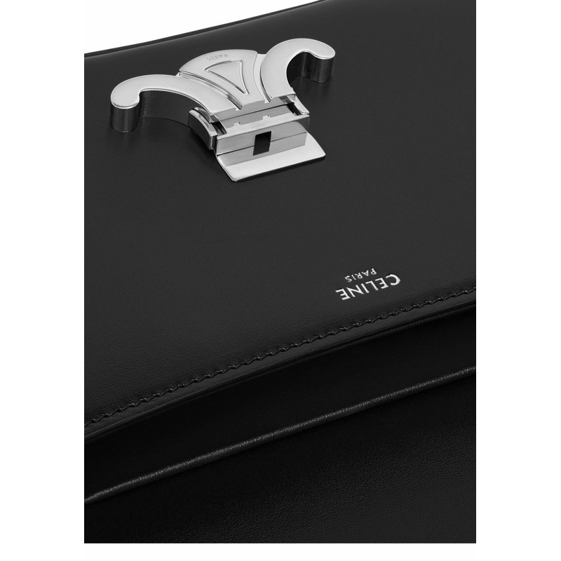 CELINE 中 Lora 手提包,亮面小牛皮,黑色,115533BF4-3