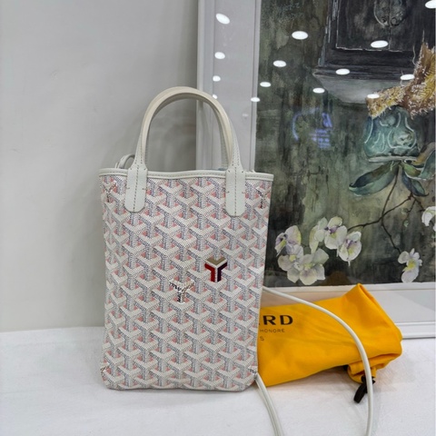 Goyard 限定款粉拼白老花tote mini手提斜背包 肩帶 尺寸18*24