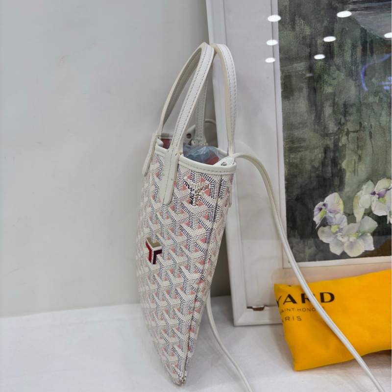 Goyard 限定款粉拼白老花tote mini手提斜背包 肩帶 尺寸18*24-1