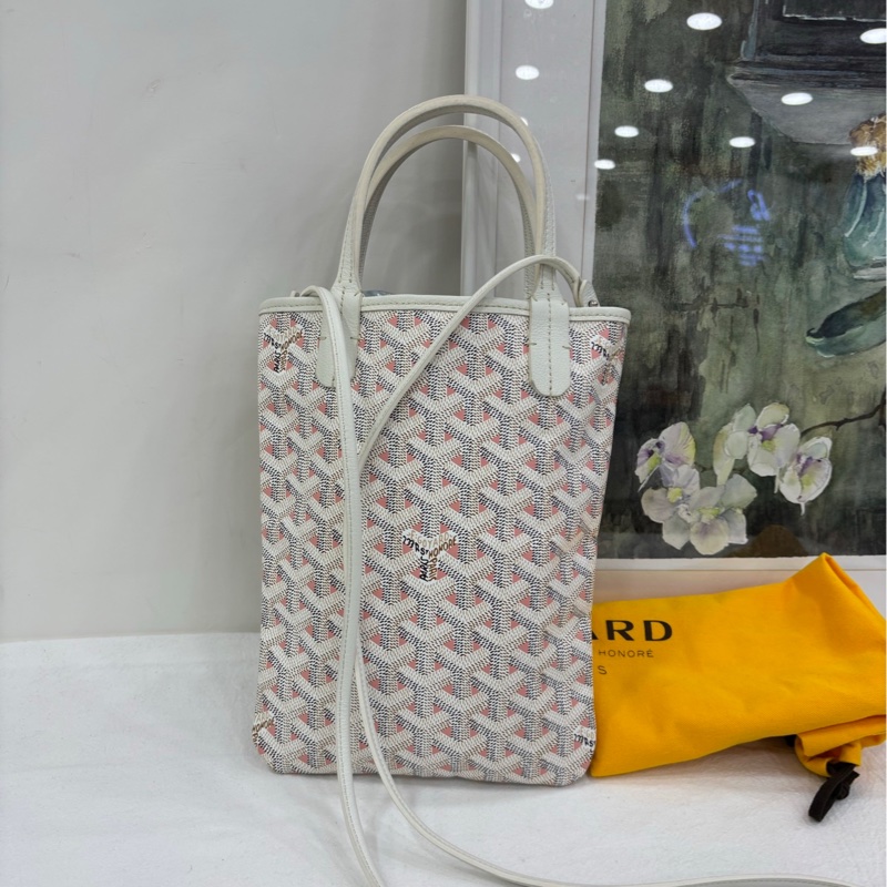 Goyard 限定款粉拼白老花tote mini手提斜背包 肩帶 尺寸18*24-2