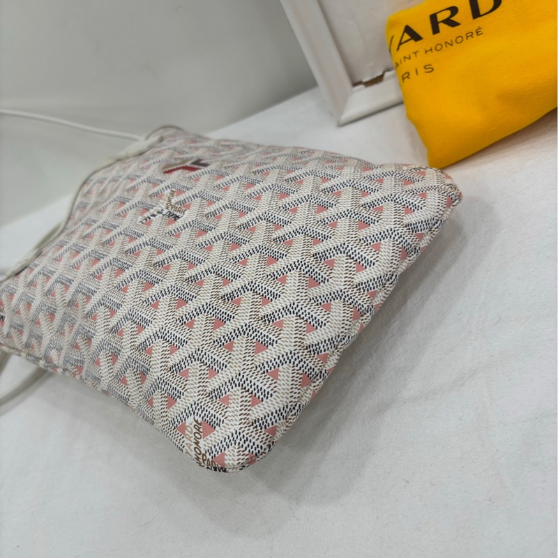 Goyard 限定款粉拼白老花tote mini手提斜背包 肩帶 尺寸18*24-4