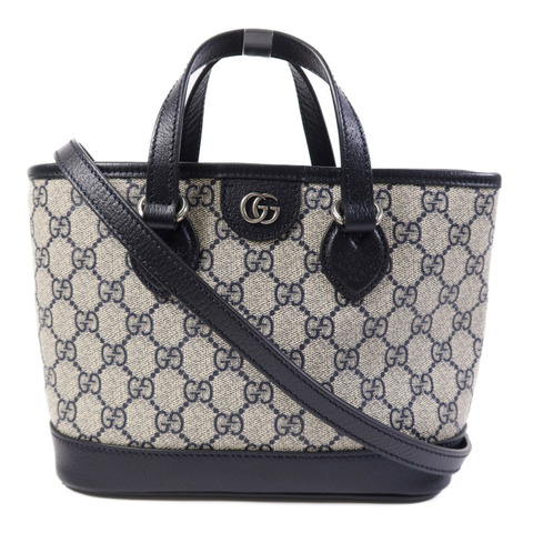 GUCCI 塗層帆布2 Way Shoulder Bag銀扣手挽肩背兩用袋