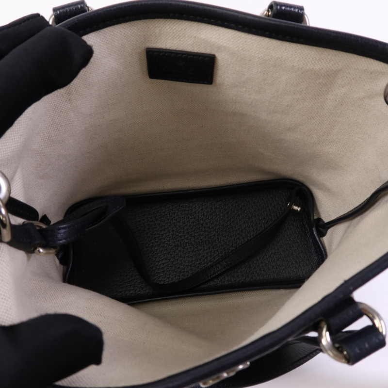 GUCCI 塗層帆布2 Way Shoulder Bag銀扣手挽肩背兩用袋-4