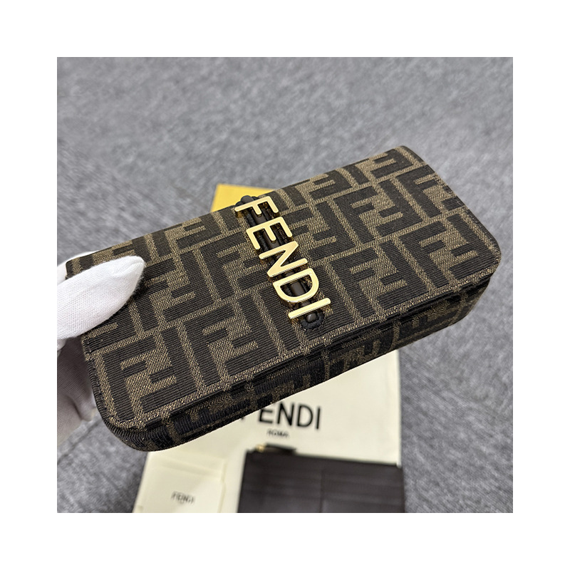 FENDI FF 提花 Logo Graffi 鏈條單肩包 棕色 (8BS076 AD23 F1BA1)-18