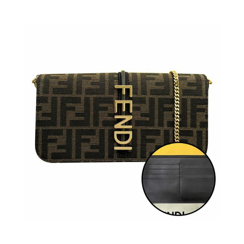 FENDI FF 提花 Logo Graffi 鏈條單肩包 棕色 (8BS076 AD23 F1BA1)
