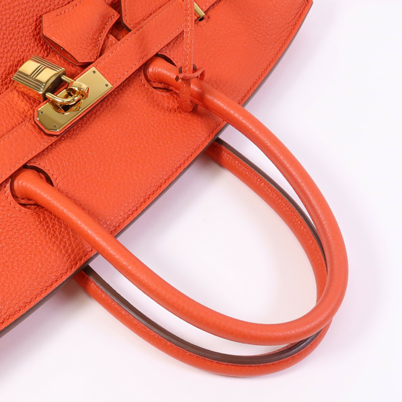 HERMES Togo皮革Birkin 35金扣手挽袋Rouge Tomate-8