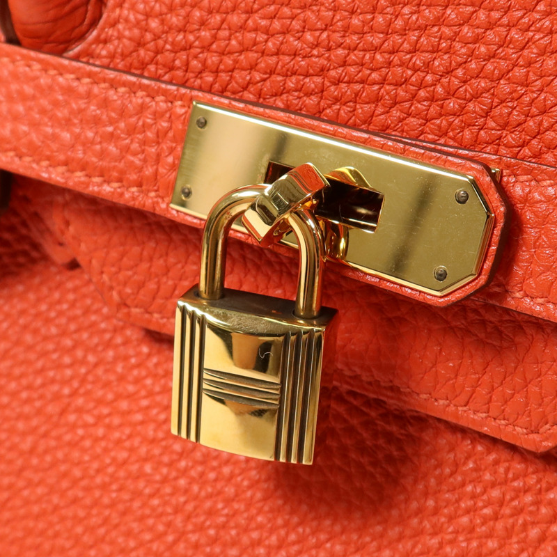 HERMES Togo皮革Birkin 35金扣手挽袋Rouge Tomate-9