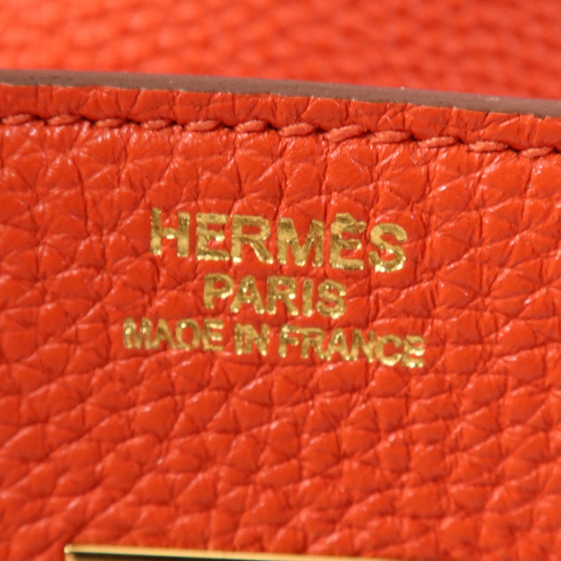 HERMES Togo皮革Birkin 35金扣手挽袋Rouge Tomate-11