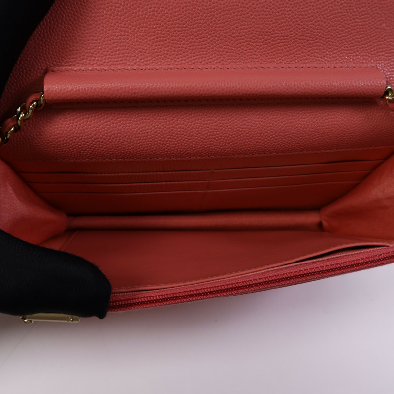 CHANEL 牛皮皮革WOC Wallet On Chain金扣鏈帶肩背袋-4