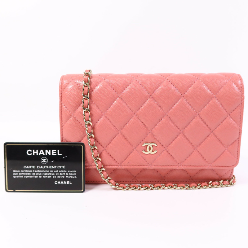 CHANEL 牛皮皮革WOC Wallet On Chain金扣鏈帶肩背袋-7