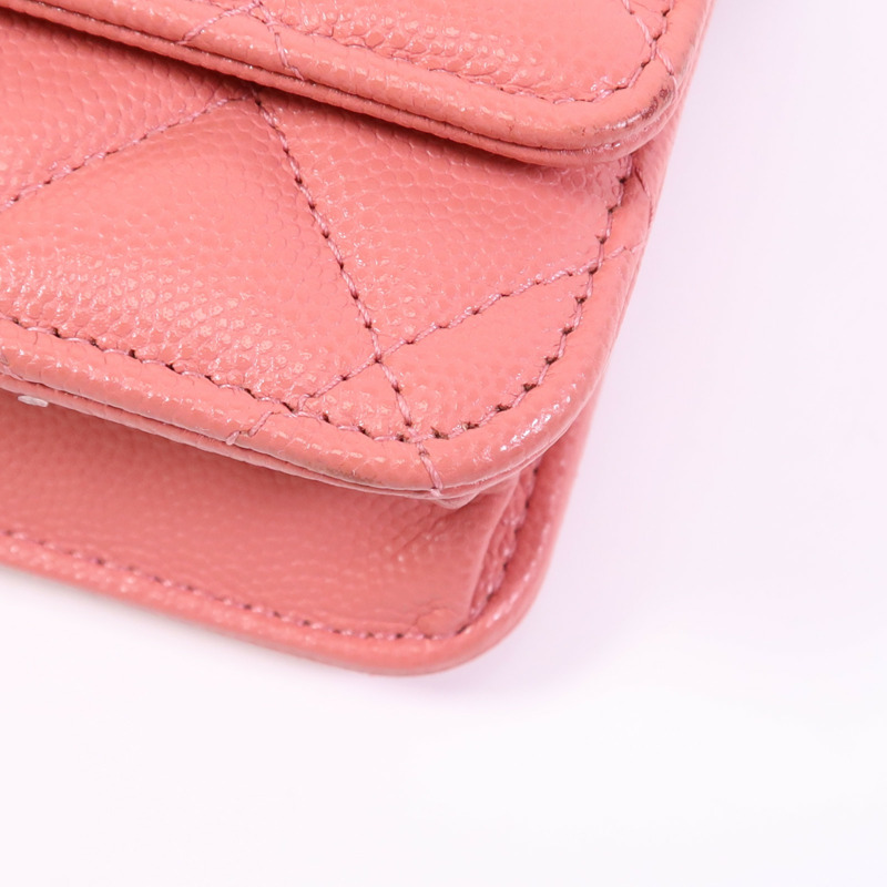 CHANEL 牛皮皮革WOC Wallet On Chain金扣鏈帶肩背袋-9