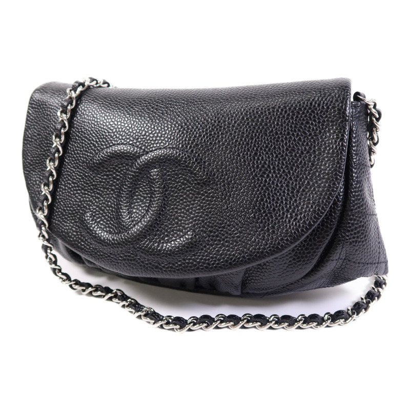CHANEL 牛皮皮革Chain Shoulder Bag銀扣鏈帶肩背袋-2