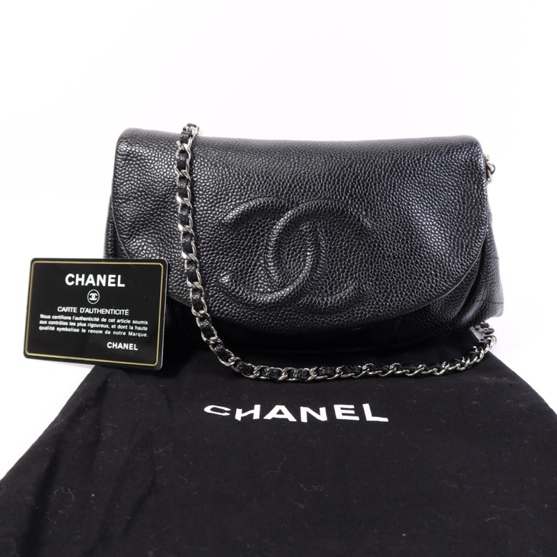 CHANEL 牛皮皮革Chain Shoulder Bag銀扣鏈帶肩背袋-6