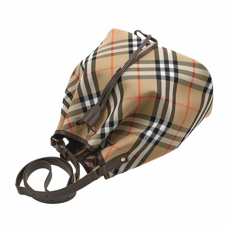 BURBERRY LL MD 抽繩水桶包 CJ1 B9368 FW24 女士復古格紋中長水桶包 8093869-3