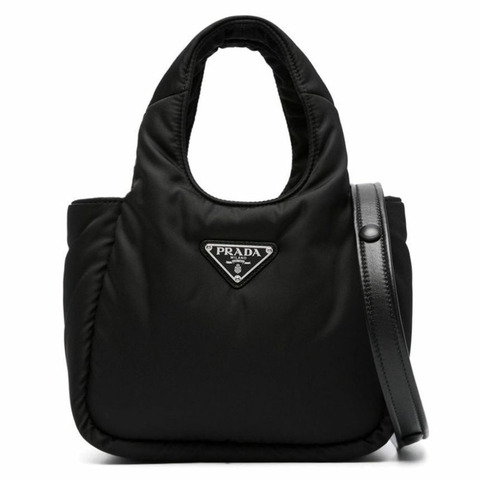 PRADA 25SS 黑色加厚手提單肩包 1BA359 RCCJ