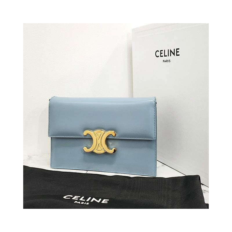 CELINE Triomphe Logo Chain Strap Clutch 藍色 (10L773ETZ 07FK)-1