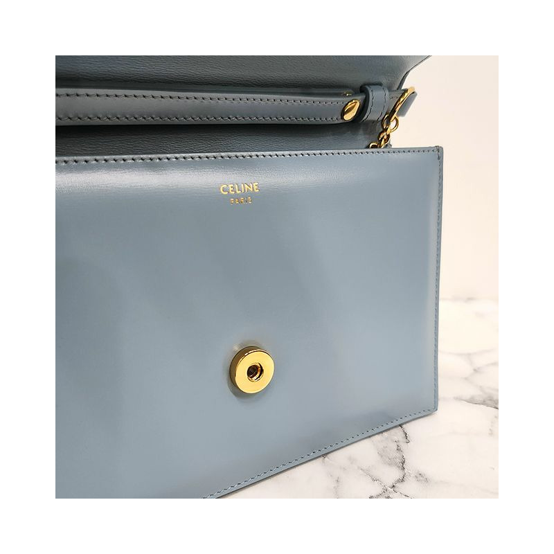 CELINE Triomphe Logo Chain Strap Clutch 藍色 (10L773ETZ 07FK)-8