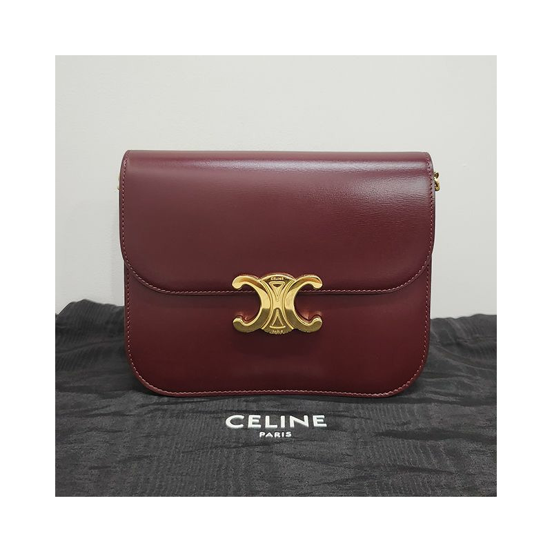 CELINE Triope Logo College Bag Medium Dark Burgundy (113583BF4 28RB)-1