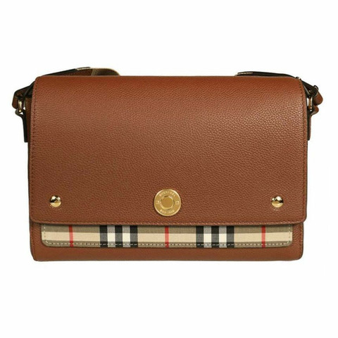 BURBERRY 復古格紋斜背包 棕褐色 8021111