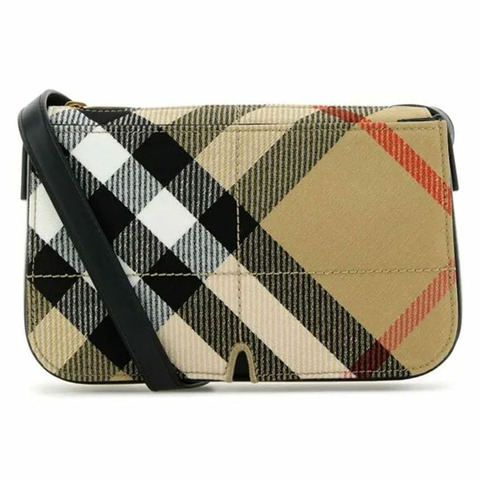 BURBERRY 復古格紋斜背包 沙色
