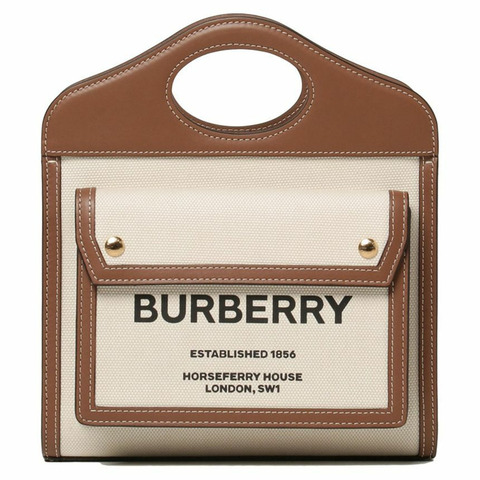 BURBERRY 25SS Logo 迷你口袋手提斜背包 自然棕色