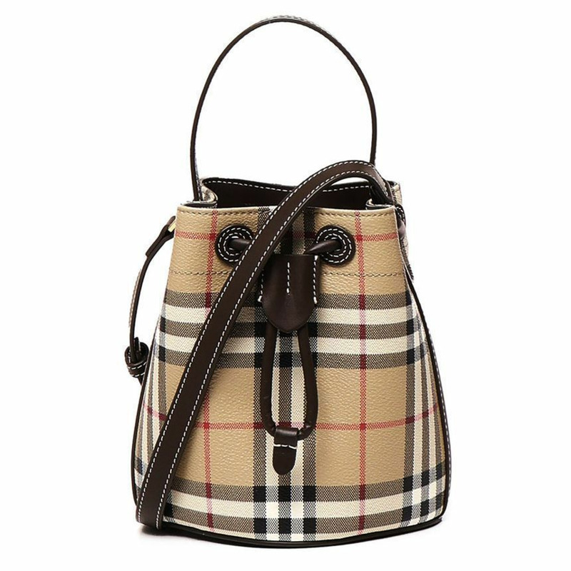 BURBERRY 復古格紋托特單肩包 檔案米色 8100488-0
